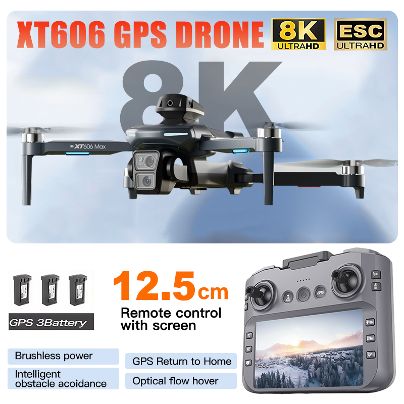 XT606 MAX 3 battery Drone 4k 8 - مراجعة Drone Kit Long Range وسعره