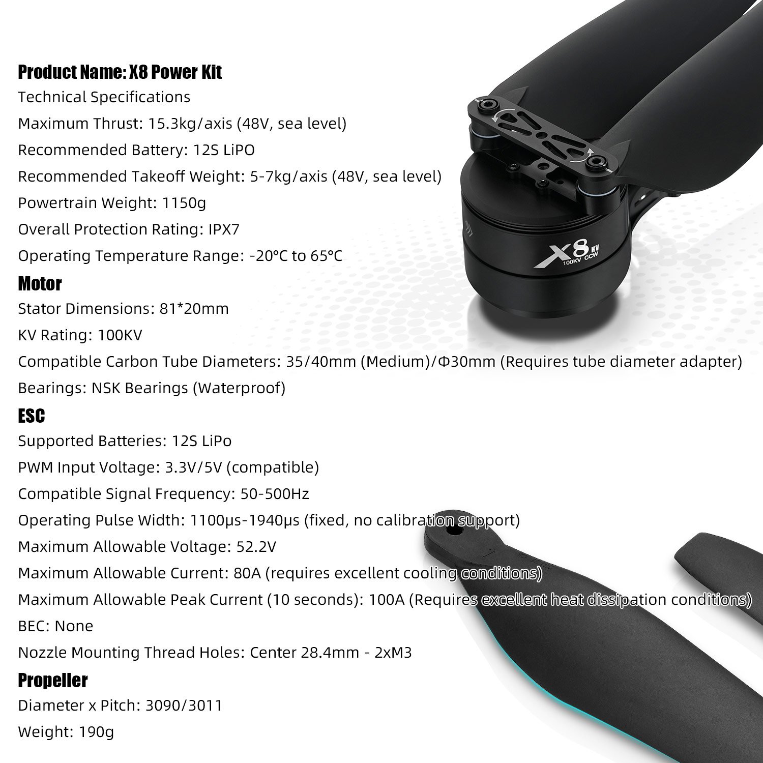 X8 Power System Kit: 100KV Mot - مراجعة Drone Kit Heavy Lift وسعره
