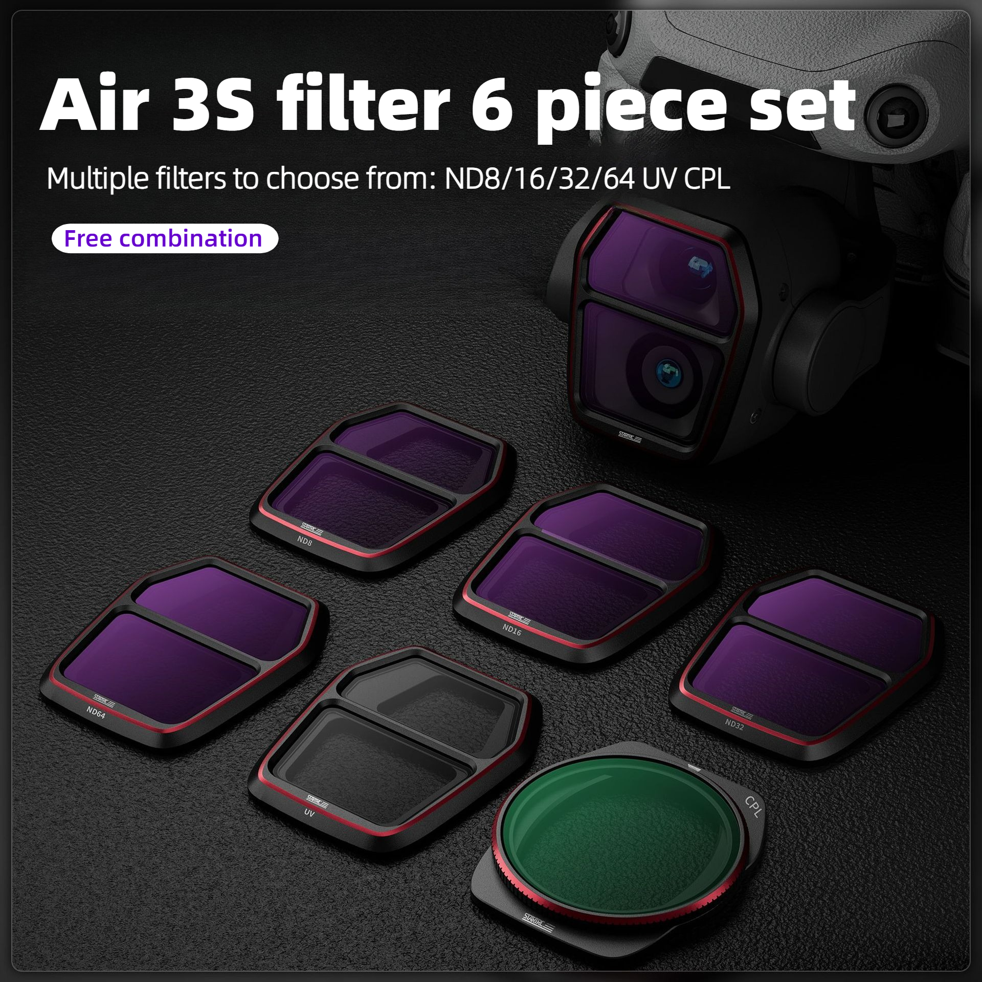 For DJI Air 3S Camera Lens Fil - مراجعة Drone Kit Waterproof وسعره