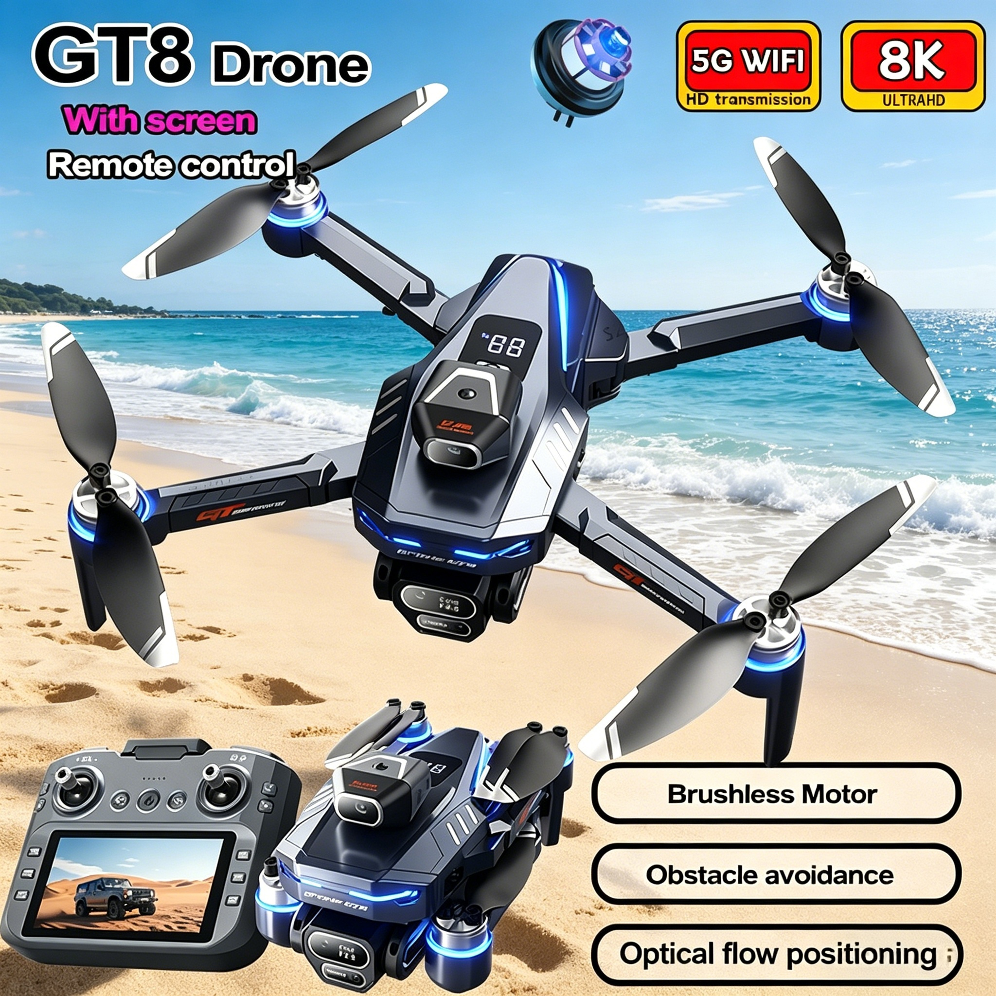 New Drone GT8 8K Professional  - مراجعة Drone Kit Professional وسعره